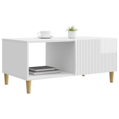 Масичка за кафе Бял гланц 90 x 50 x 40 cm Инженерна дървесина