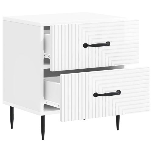 Нощен шкаф с чекмедже 2 pcs Бял гланц 43 x 34,5 x 47,5 см