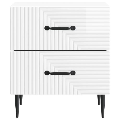 Нощен шкаф с чекмедже 2 pcs Бял гланц 43 x 34,5 x 47,5 см