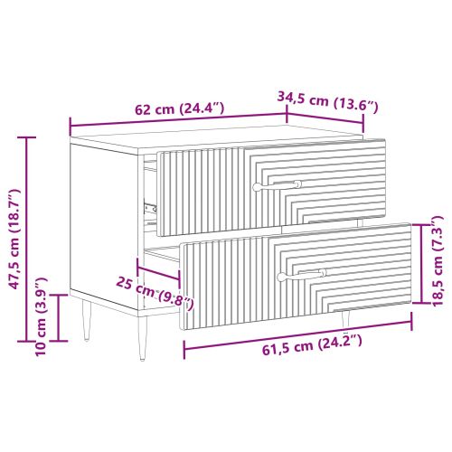 Нощен шкаф Черно 62 x 34,5 x 47,5 см Инженерна дървесина