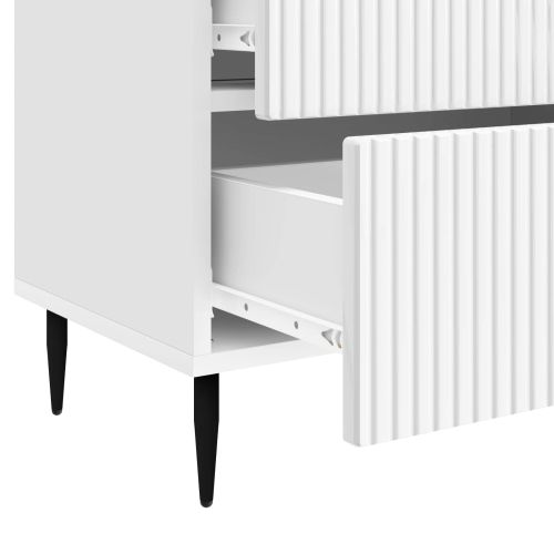 Нощен шкаф Бял гланц 62 x 34,5 x 47,5 см Инженерна дървесина