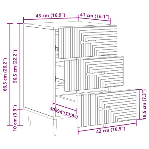 Нощен шкаф Черно 43 x 41 x 66,5 см Инженерна дървесина