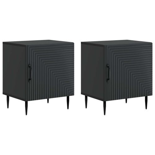 Нощен шкаф 2 pcs Черно 43 x 34,5 x 50 см Инженерна дървесина