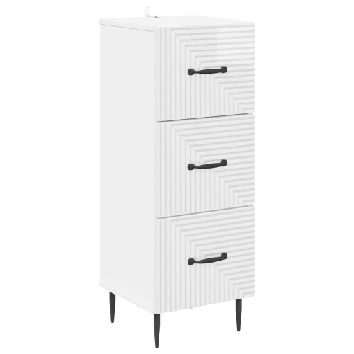 Чекмеджетен шкаф Бял гланц 33 x 34,5 x 89,5 см