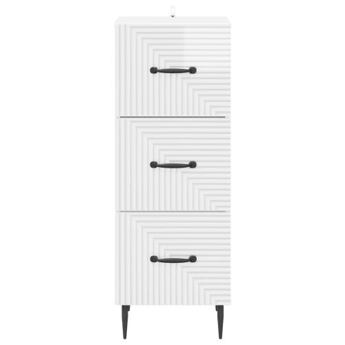 Чекмеджетен шкаф Бял гланц 33 x 34,5 x 89,5 см