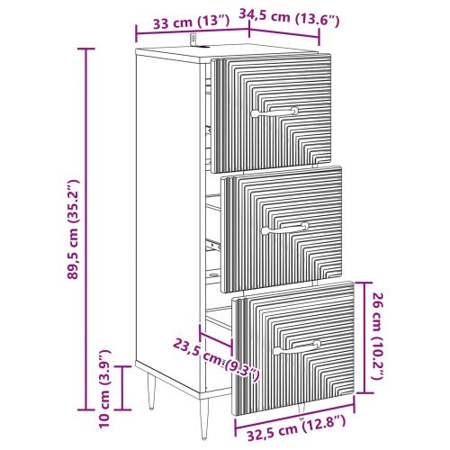 Чекмеджетен шкаф Опушен дъб 33 x 34,5 x 89,5 см