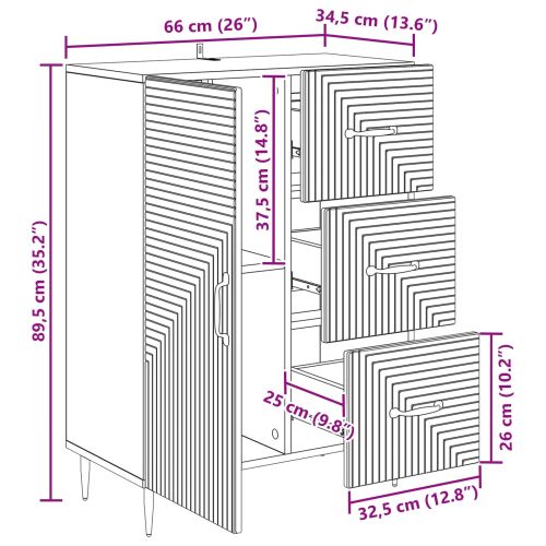 Служебен шкаф с чекмедже Бетонно сиво 66 x 34,5 x 89,5 см