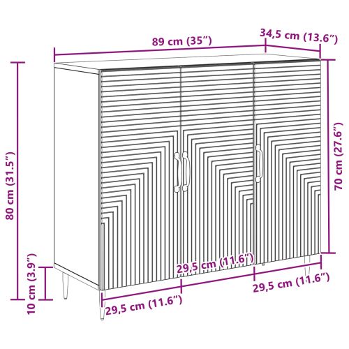 Служебен шкаф Бетонно сиво 89 x 34,5 x 80 см