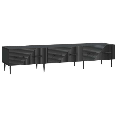 ТВ шкаф с чекмедже Черно 147 x 34,5 x 30 см Инженерна дървесина