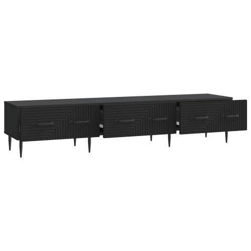ТВ шкаф с чекмедже Черно 147 x 34,5 x 30 см Инженерна дървесина