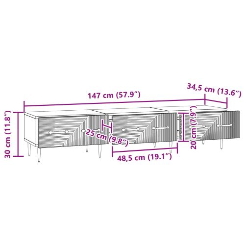 ТВ шкаф с чекмедже Черно 147 x 34,5 x 30 см Инженерна дървесина