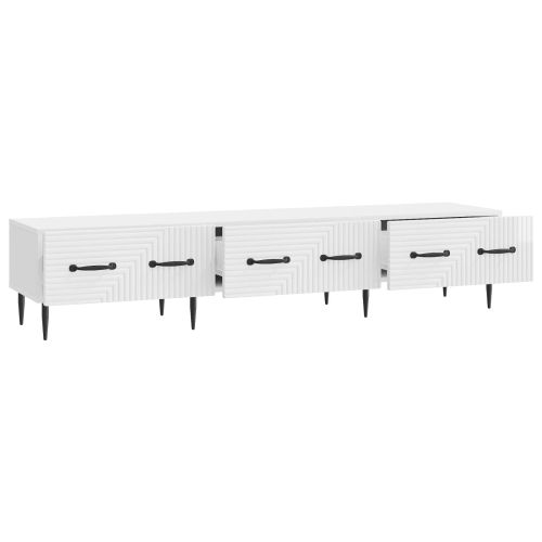 ТВ шкаф Бял гланц 147 x 34,5 x 30 см Инженерна дървесина
