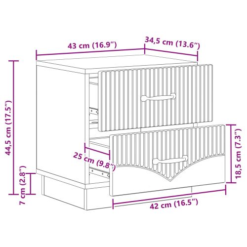 Нощен шкаф Черно 43 x 34,5 x 44,5 см Инженерна дървесина