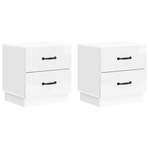 Нощен шкаф с чекмедже 2 pcs Бял гланц 43 x 34,5 x 44,5 см
