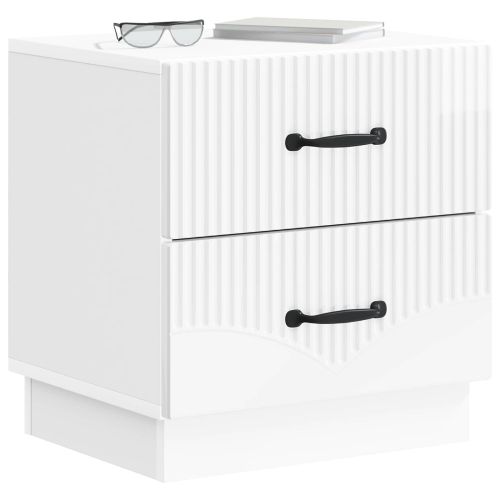 Нощен шкаф с чекмедже 2 pcs Бял гланц 43 x 34,5 x 44,5 см