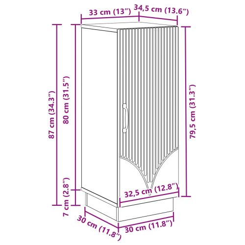 Служебен шкаф Черно 33 x 34,5 x 87 см Инженерна дървесина