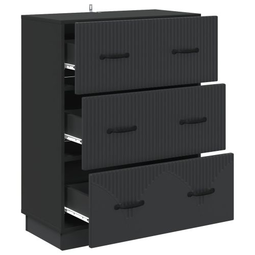 Чекмеджетен шкаф Черно 66 x 34,5 x 87 см Инженерна дървесина