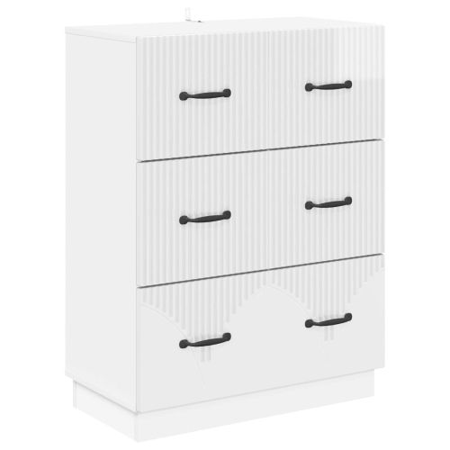 Чекмеджетен шкаф Бял гланц 66 x 34,5 x 87 см