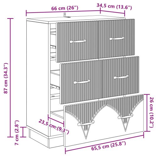 Чекмеджетен шкаф Опушен дъб 66 x 34,5 x 87 см