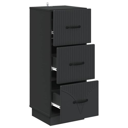 Чекмеджетен шкаф Черно 33 x 34,5 x 87 см Инженерна дървесина