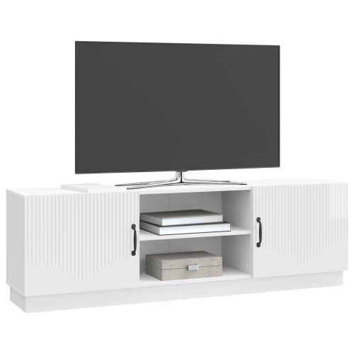 ТВ шкаф Бял гланц 150 x 31 x 47 см Инженерна дървесина