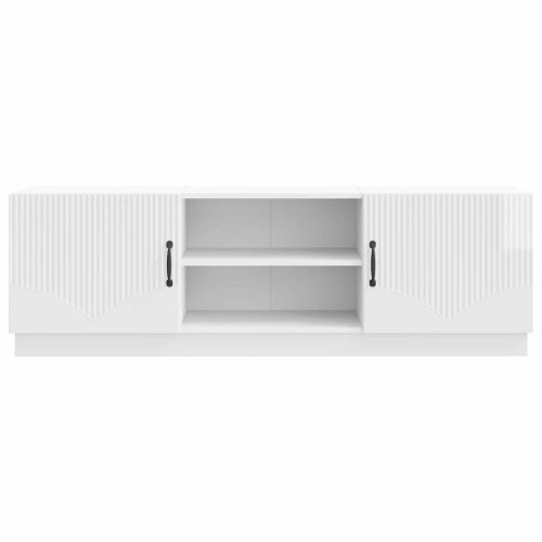 ТВ шкаф Бял гланц 150 x 31 x 47 см Инженерна дървесина