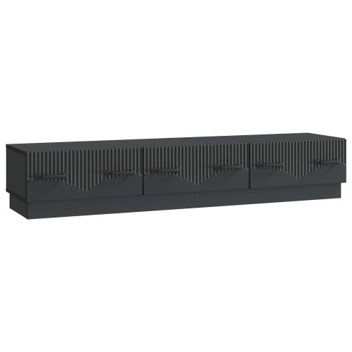 ТВ шкаф с чекмедже Черно 147 x 34,5 x 27 см Инженерна дървесина