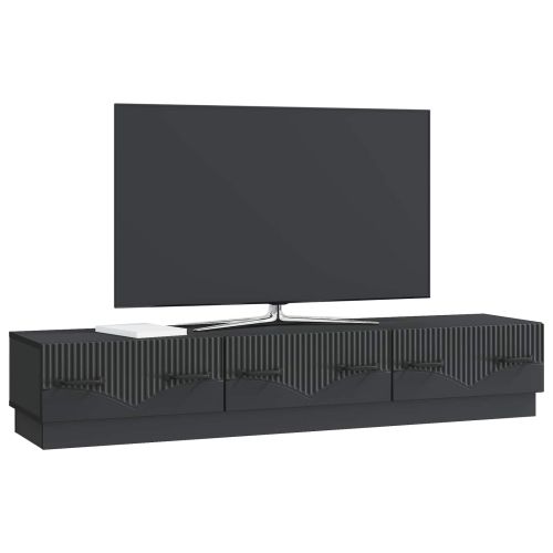 ТВ шкаф с чекмедже Черно 147 x 34,5 x 27 см Инженерна дървесина