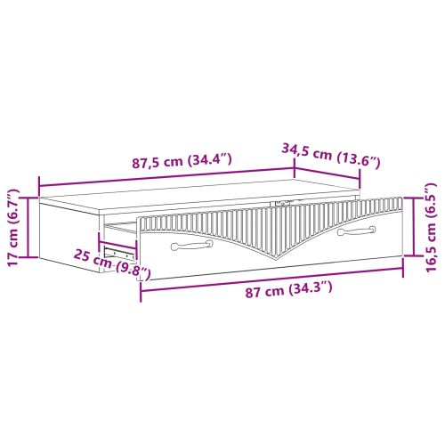 Стенен страничен масичка Бетонно сиво 87,5 x 34,5 x 17 см