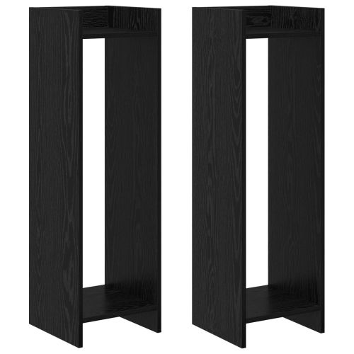 Стойка за растения с рафт 2 pcs Черен Дъб 30 x 30 x 100 см