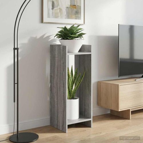 Стойка за растения с рафт Сиво Сонома 30 x 30 x 80 cm