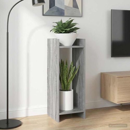 Стойка за растения с рафт 2 pcs Сиво Сонома 30 x 30 x 80 cm