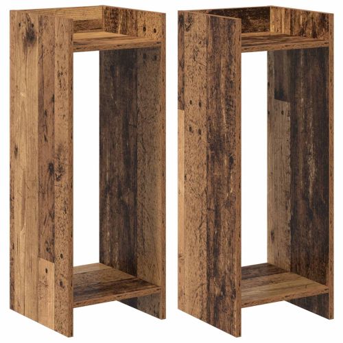 Стойка за растения с рафт 2 pcs Старо дърво 30 x 30 x 80 cm