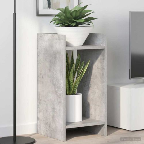 Стойка за растения с рафт Бетонно Сиво 30 x 30 x 60 cm