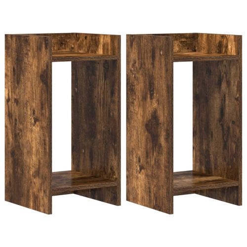 Стойка за растения с рафт 2 pcs Пушена Дъб 30 x 30 x 60 cm