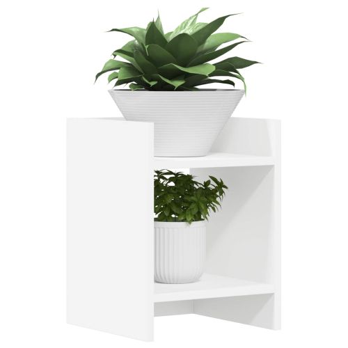 Стойка за растения с рафт 2 pcs Бял 30 x 30 x 40 cm