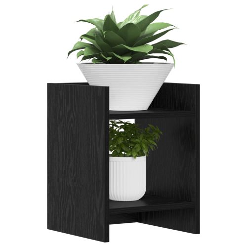 Стойка за растения с рафт 2 pcs Черен Дъб 30 x 30 x 40 cm