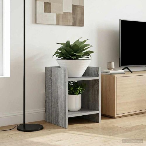 Стойка за растения с рафт 2 pcs Сиво Сонома 30 x 30 x 40 cm