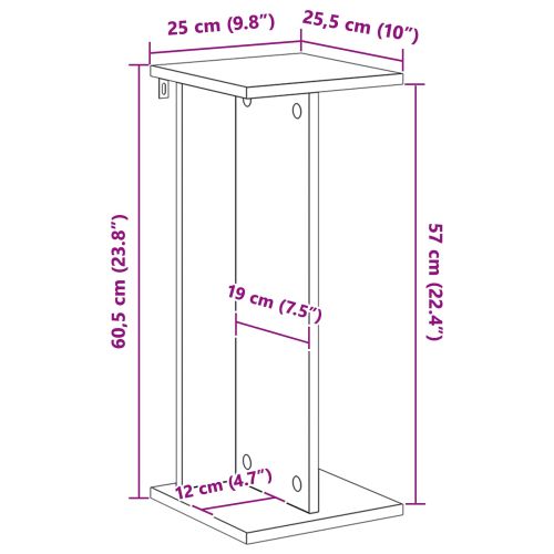Стойка за растения 2 pcs Сиво Сонома 25 x 25,5 x 60,5 см