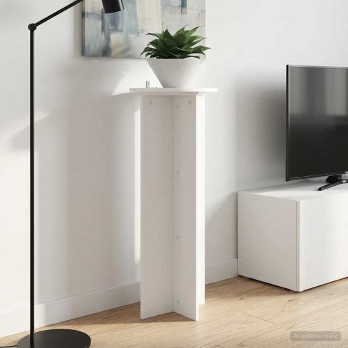 Стойка за растения 2 pcs Бяло Ø40 x 100 см Инженерна дървесина