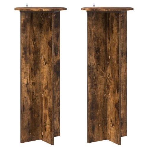 Стойка за растения 2 pcs Опушен дъб Ø40 x 100 см
