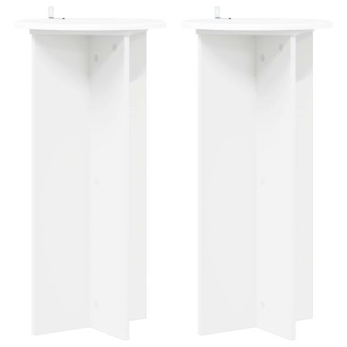 Стойка за растения 2 pcs Бяло Ø40 x 80 см Инженерна дървесина