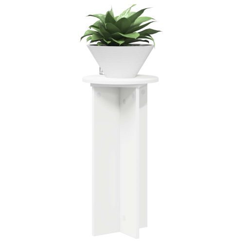Стойка за растения 2 pcs Бяло Ø29,5 x 60 см Инженерна дървесина