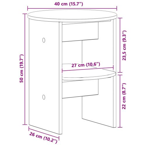 Страничен шкаф 2 pcs Бетонно Сиво Ø40 x 50 см