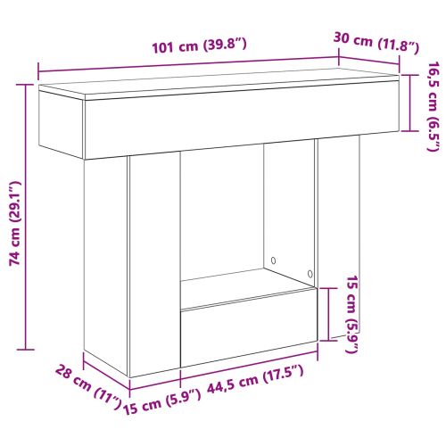 Сонома дъб 101 x 30 x 74 см