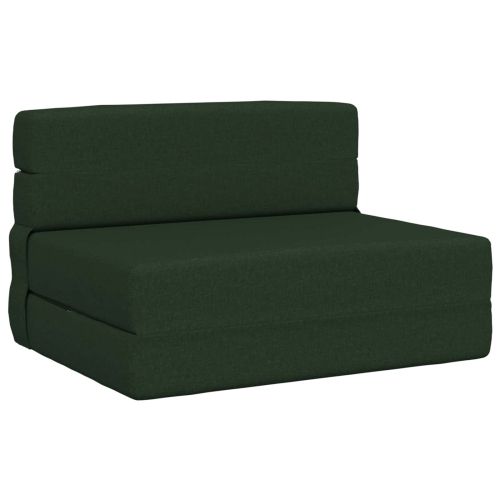Разтегателен диван легло Тъмен зелен 190 x 70 x 15 см текстил