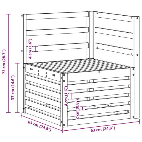 Външен ъглов диван Солидно акациево дърво Естествен