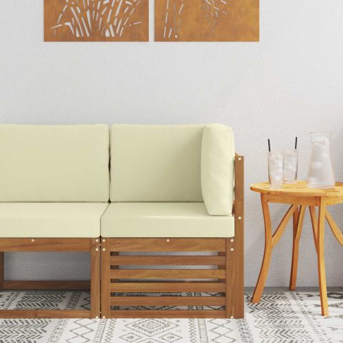 Външен ъглов диван Солидно акациево дърво Естествен