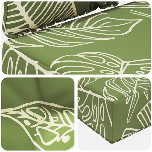 Възглавница за диван на открито 3 pcs Дизайн с листа Полиестер