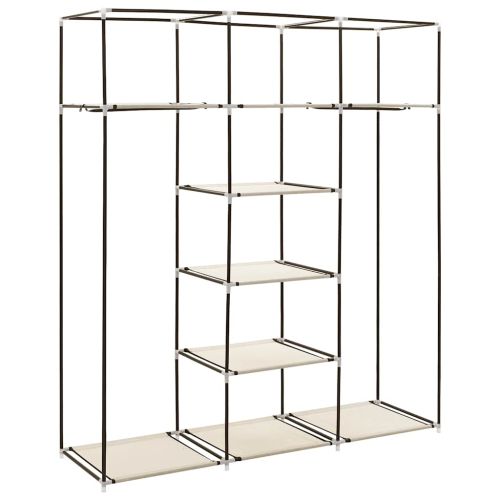 Гардероб с отделения и лостове, кремав, 150x45x175 см, плат